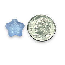Load image into Gallery viewer, Czech glass star beads 20pc acid etched sapphire blue AB 12mm #2
