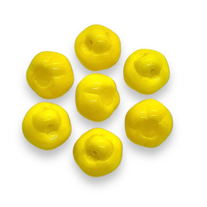 Czech glass apple fruit beads 10pc opaque yellow 12mm
