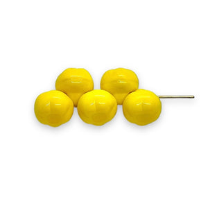 Czech glass apple fruit beads 10pc opaque yellow 12mm