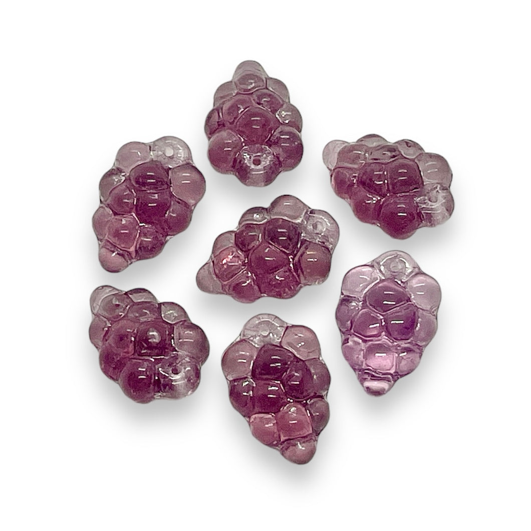 Czech glass grape fruit beads 12pc purple 16x11mm