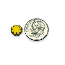 Load image into Gallery viewer, Czech glass table cut daisy flower beads 25pc yellow picasso 9mm
