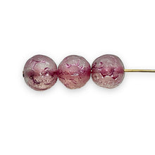 Load image into Gallery viewer, Czech glass round rosebud flower beads 15pc etched pink 10mm
