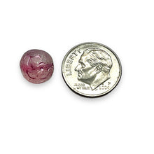Load image into Gallery viewer, Czech glass round rosebud flower beads 15pc etched pink 10mm
