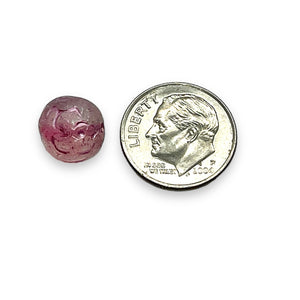 Czech glass round rosebud flower beads 15pc etched pink 10mm