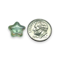 Load image into Gallery viewer, Czech glass star beads 20pc blue green AB 12mm
