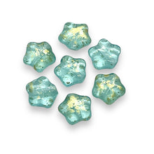 Load image into Gallery viewer, Czech glass star beads 30pc blue gold rain 8mm
