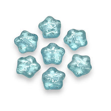 Load image into Gallery viewer, Czech glass star beads 30pc blue silver rain 8mm
