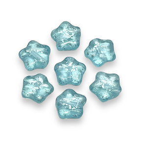 Czech glass star beads 30pc blue silver rain 8mm