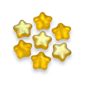 Czech glass star beads 20pc frosted yellow gold AB 12mm