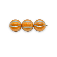 Load image into Gallery viewer, Czech glass melon beads 25pcs pumpkin orange silver 8mm
