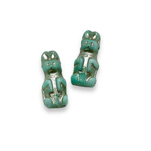Load image into Gallery viewer, Czech glass Easter bunny rabbit beads 10pc blue platinum 17x8mm
