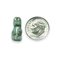 Load image into Gallery viewer, Czech glass Easter bunny rabbit beads 10pc blue platinum 17x8mm
