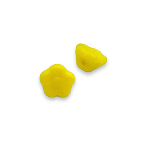 Czech glass button flower beads 25pc yellow 8mm