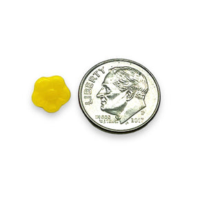 Czech glass button flower beads 25pc yellow 8mm
