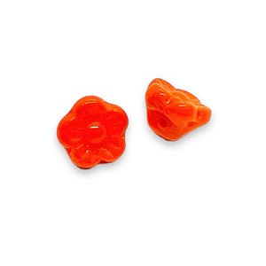 Czech glass button flower beads 25pc orange 8mm