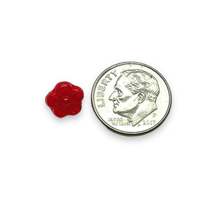 Czech glass button flower beads 25pc red 8mm