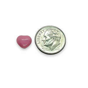 Czech glass heart beads 30pc opaque pink AB 8mm