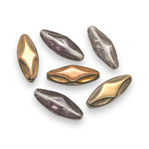 Czech glass oval diamond beads 10pc amethyst capri 25x10mm