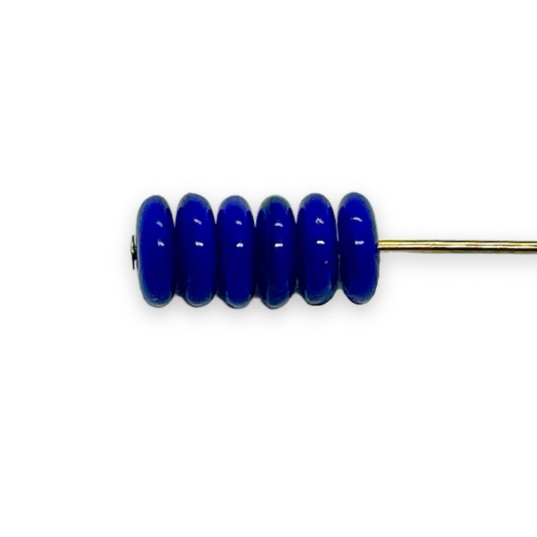 Czech glass smooth rondelle disk beads 50pc dark blue 6x2mm