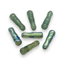 Load image into Gallery viewer, Czech glass irregular oval beads 10pc gray AB 23x7mm
