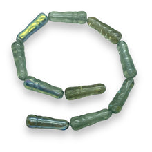 Load image into Gallery viewer, Czech glass irregular oval beads 10pc gray AB 23x7mm
