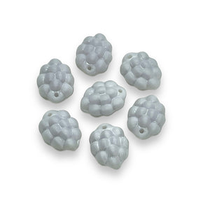 Czech glass berry fruit beads 12pc light gray 14x10mm