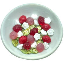 Load image into Gallery viewer, Czech glass strawberry fruit beads mix with leaves &amp; flowers #1 36pc
