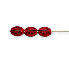 Load image into Gallery viewer, Czech glass XS ladybug beads 25pc red black 8x7mm
