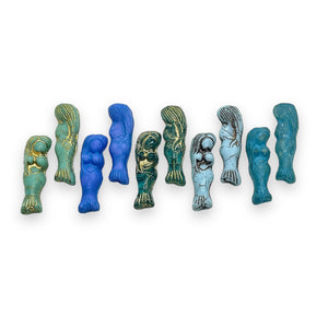 Czech glass blue Hawaii mermaid beads mix 10pc