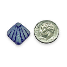 Load image into Gallery viewer, Czech glass Art Deco Diamond Fan Beads 10pc blue ABx2 17mm
