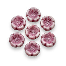 Load image into Gallery viewer, Czech glass hibiscus flower beads 10pc white pink 14mm
