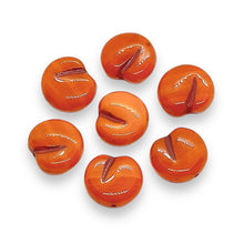 Load image into Gallery viewer, Czech glass flat apple peach fruit beads 12pc orange 12x11mm
