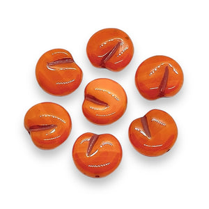 Czech glass flat apple peach fruit beads 12pc orange 12x11mm