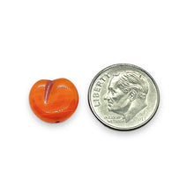 Load image into Gallery viewer, Czech glass flat apple peach fruit beads 12pc orange 12x11mm
