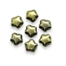 Load image into Gallery viewer, Czech glass tiny star beads 50pc shiny gold champagne 6mm
