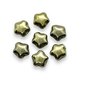 Czech glass tiny star beads 50pc shiny gold champagne 6mm