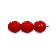 Load image into Gallery viewer, Czech glass faceted round beads 20pc Christmas red 8mm
