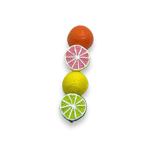 Tiny citrus fruit salad bead mix Peruvian ceramic 8pc 13x7mm