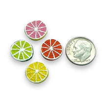 Load image into Gallery viewer, Tiny citrus fruit salad bead mix Peruvian ceramic 8pc 13x7mm
