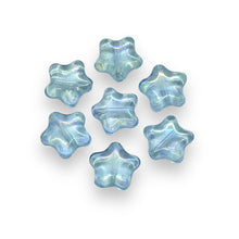 Load image into Gallery viewer, Czech glass star beads 20pc light sapphire blue AB finish 12mm
