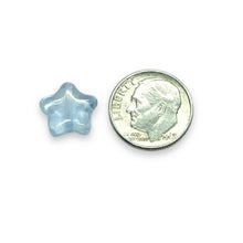 Load image into Gallery viewer, Czech glass star beads 20pc light sapphire blue AB finish 12mm
