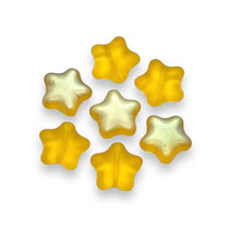 Load image into Gallery viewer, Czech glass star beads 20pc frosted yellow gold AB 12mm
