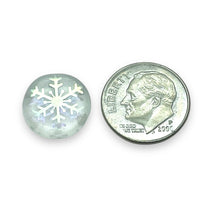 Load image into Gallery viewer, Czech glass laser tattoo snowflake coin beads 8pc crystal AB 14mm
