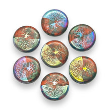 Load image into Gallery viewer, Czech glass laser tattoo tree of life coin beads 8pc red AB 14mm
