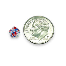 Load image into Gallery viewer, Czech glass tiny star beads 50pc patriotic white red blue splatter 6mm
