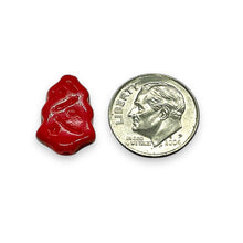 Load image into Gallery viewer, Czech glass Christmas tree beads 10pc opaque red sliperit 17x12mm
