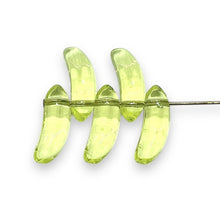 Load image into Gallery viewer, Czech glass banana fruit beads 12pc uranium yellow 17x7mm
