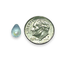 Load image into Gallery viewer, Czech glass etched teardrop beads 30pc sapphire blue AB 9x6mm
