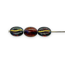 Load image into Gallery viewer, Czech glass coffee bean beads 20pc brown picasso gold 11x8mm
