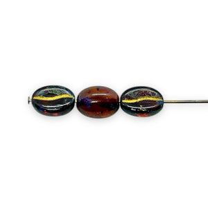 Czech glass coffee bean beads 20pc brown picasso gold 11x8mm